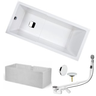 HOESCH Badewanne ARTE | Design Einbauwanne | mit Duschbereich | Acryl | 170x75cm | Komplettpaket mit Styroportr&auml;ger und Ablaufgarnitur