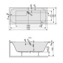 HOESCH Badewanne ELEGANCE | Design Badewanne | mit Mittelablauf | Acryl | 170x70cm | Komplettpaket mit Styroportr&auml;ger und Ablaufgarnitur