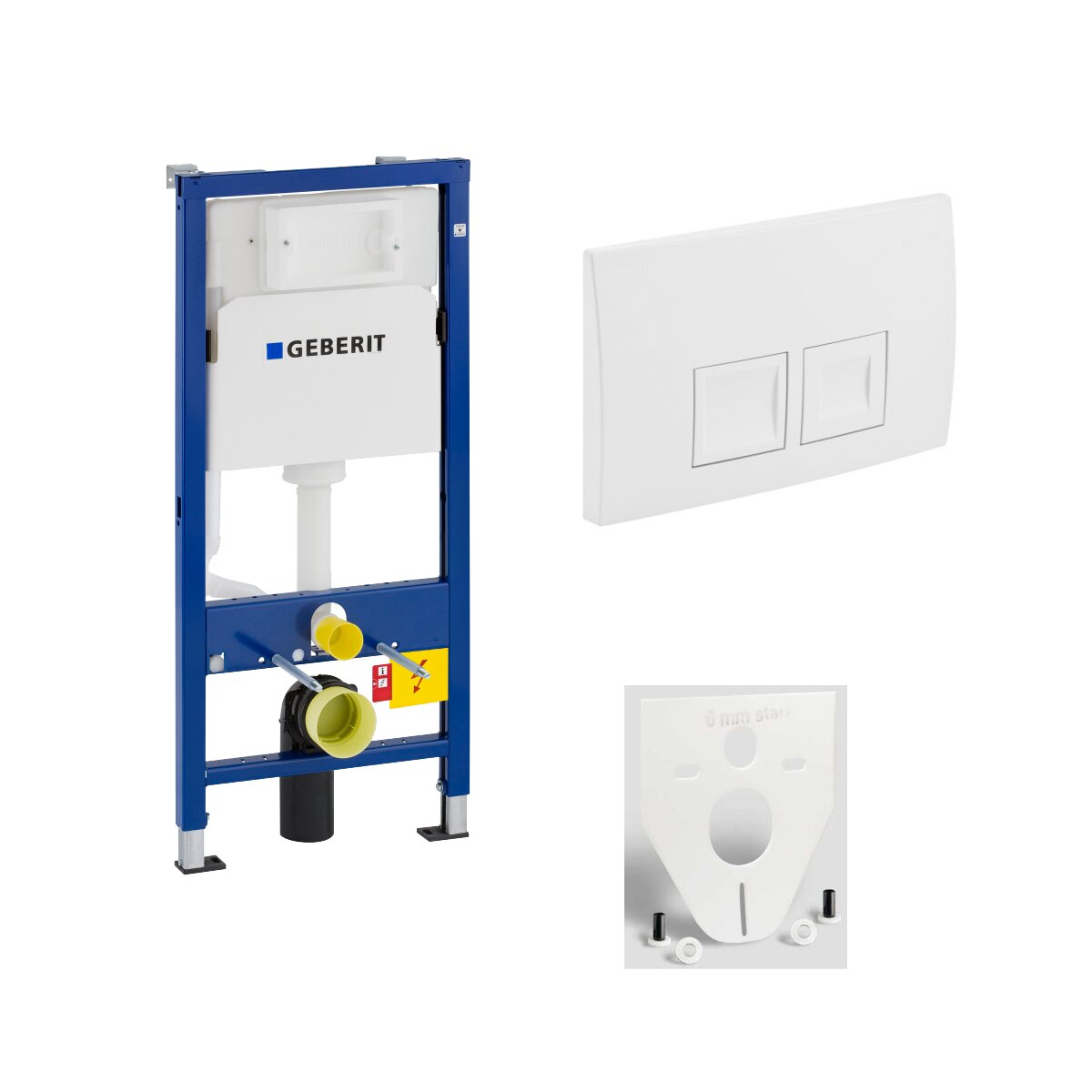 GEBERIT WC-Element Duofix Basic für Wand-WC 112cm 458103001 inkl. Betätigung 2-Mengen DELTA35 weiß