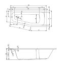 RIHO Acryl Raumsparwanne links Komplett Badewanne weiß 160 x 70 inkl. Ab- und Überlauf und Styroporträger