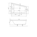 VITRA Badewanne M100 Acryl-Trapezwanne rechts 1700x1200x800 inkl. Styropor-Wannentr&auml;ger inkl. Ab-/&Uuml;berlaufgarnitur VIEGA Multiplex