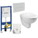 GEBERIT Duofix Vorwandelement Basic + Wand Tiefspül WC LIFE + WC-Sitz + Betätigungsplatte DELTA51
