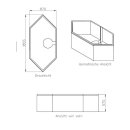 VITRA Badewanne M100 Acryl Sechseck-Einbauwanne 1900x900x470 mm