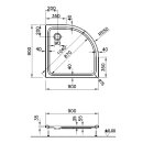 VITRA Duschwanne Viertelkreis S100 90x90x3,5cm Radius...