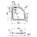 VITRA Duschwanne Viertelkreis S100 80x80x3,5cm Radius...
