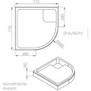 VITRA Duschwanne Viertelkreis S100 80x80x3,5cm Radius 50cm superflach Komplettset inkl. Styroportr&auml;ger / Ablaufgarnitur
