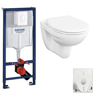 GROHE RAPID SL WC Vorwandelement + Wand Tiefspül WC LIFE + WC-Sitz + Betätigungsplatte SKATE AIR