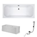 HOESCH Badewanne ELEGANCE | Design Badewanne | mit Mittelablauf | Acryl | 180x80cm | Komplettpaket mit Styroportr&auml;ger und Ablaufgarnitur