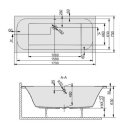 HOESCH Badewanne ELEGANCE | Design Badewanne | mit Mittelablauf | Acryl | 170x75cm | Komplettpaket mit Styroporträger und Ablaufgarnitur