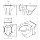 GEBERIT Duofix Vorwandelement Basic + Wand Tiefspül WC LIFE SPÜLRANDLOS + WC-Sitz + Betätigungsplatte DELTA25 ohne SoftClose / Absenkautomatik