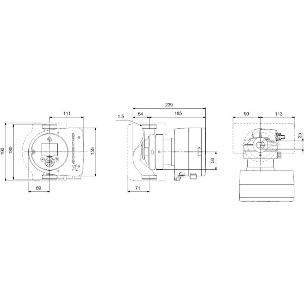GRUNDFOS Hocheffizienz-Umwälzpumpe MAGNA3 32-80 elektronisch 