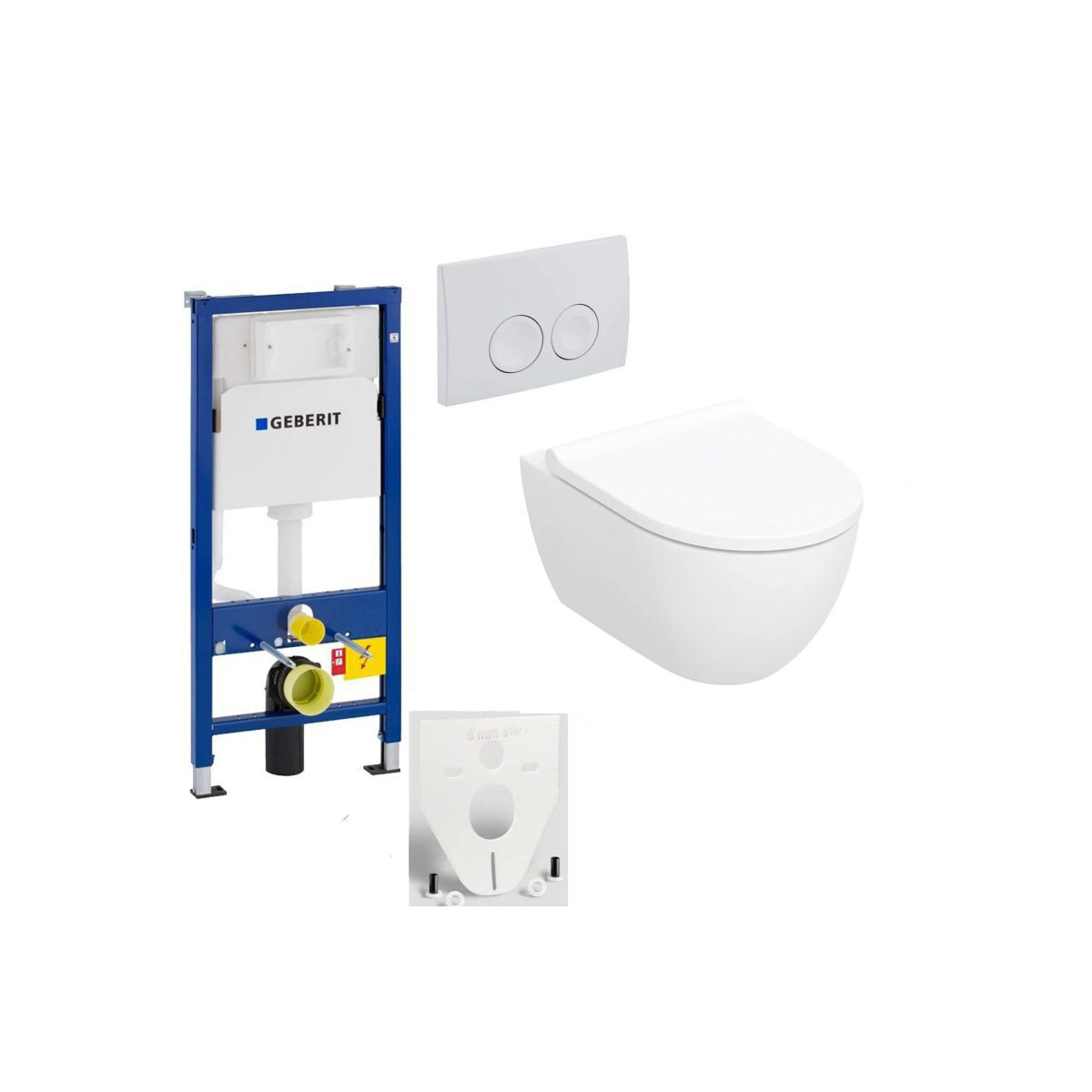 GEBERIT Duofix Vorwandelement Basic + Wand-WC Acanto + WC-Sitz + Betätigungsplatte DELTA21