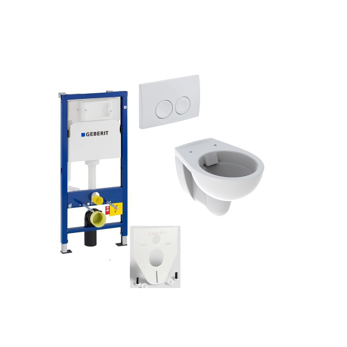 GEBERIT Duofix Vorwandelement Basic + Wand-WC PARIS spülrandlos + WC-Sitz + Betätigungsplatte DELTA21