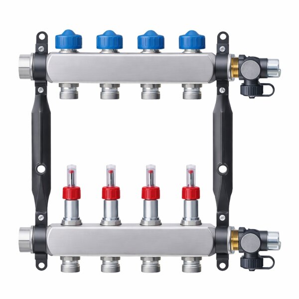 Viessmann Heizkreisverteiler mit Volumenstromanzeige, Edelstahl 5 Heizkreise 7568314