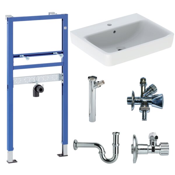 GEBERIT Duofix Vorwandelement Basic + GEBERIT Renova Plan Waschtisch weiß Komplettset