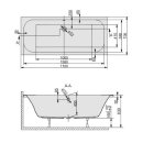 HOESCH Badewanne ELEGANCE mit Mittelablauf Acryl 170x70cm...