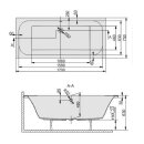 HOESCH Badewanne ELEGANCE mit Mittelablauf Acryl 170x75cm...