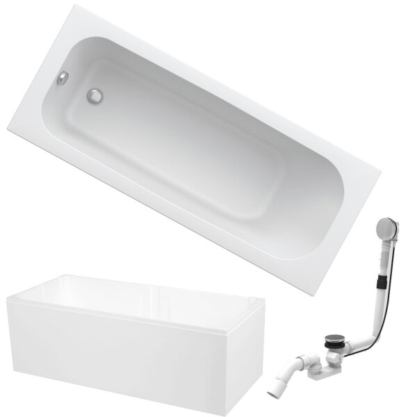 HOESCH Badewanne RIVIERA | Design Badewanne | Acryl | 160x70cm | KOMPLETTPAKET mit Styroporträger und Ablaufgarnitur
