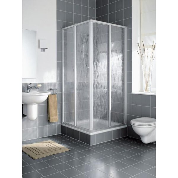 KERMI Duschkabine NOVA 2000 ED2 Komplettset Eckeinstieg Gleittür 90x80x185cm Kunstglas