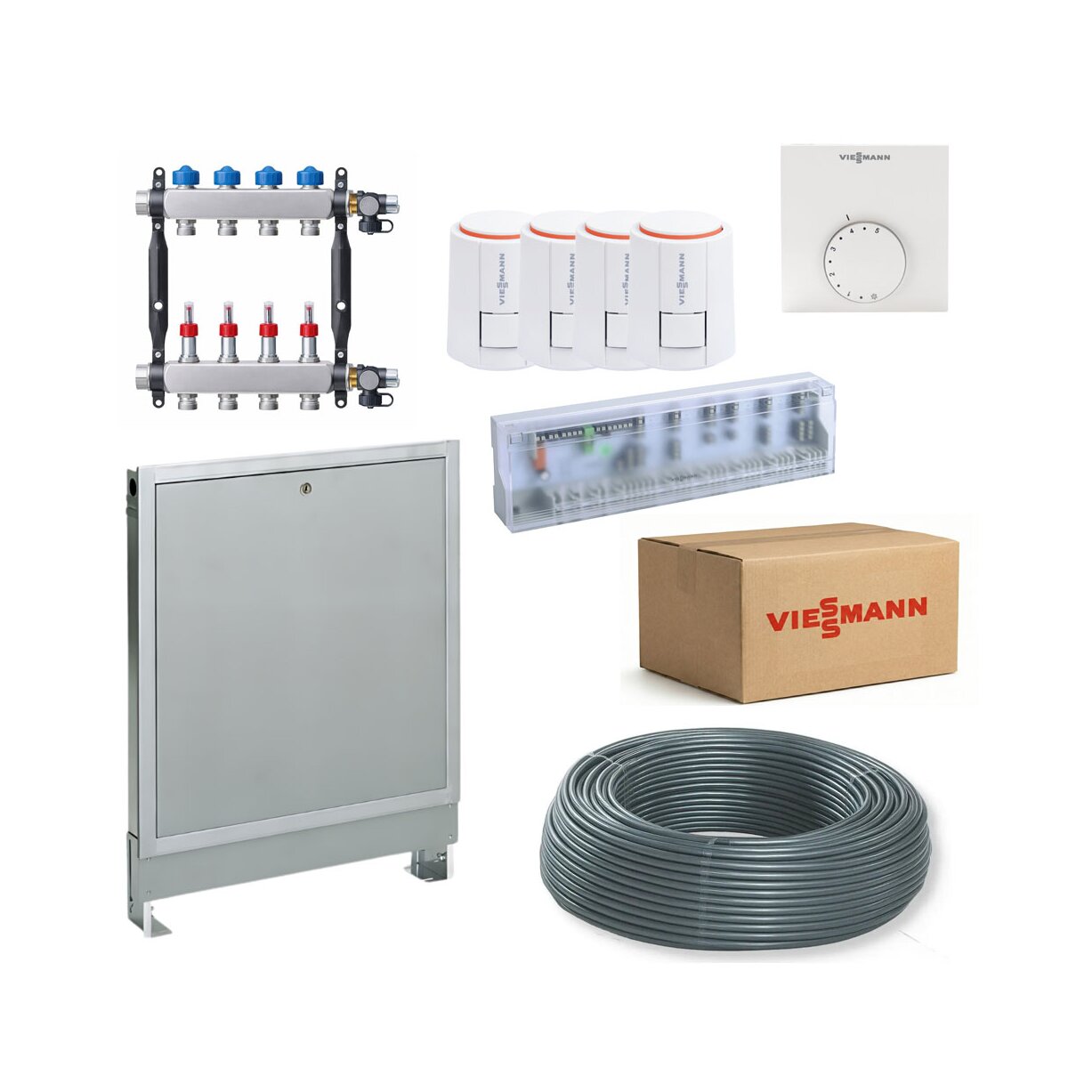 Viessmann Fußbodenheizung Etagenpaket für 120 m², Verlegeabstand 15 cm, Tackersystem, max. 7 Räume, ZK04874